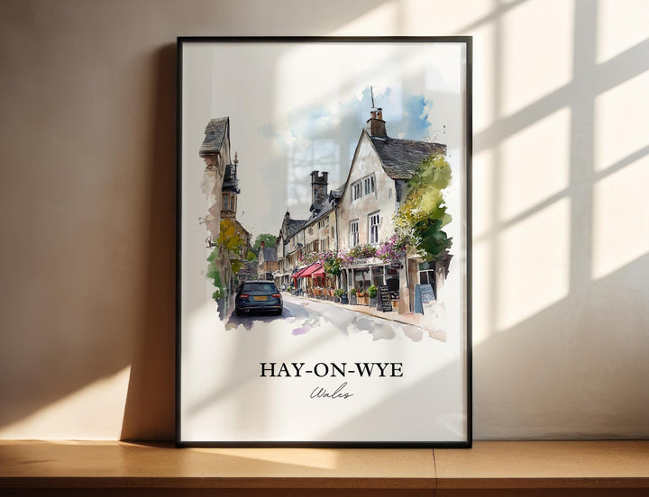 Hay-on-Wye Wall Art, Powys Wales Print, Wales Watercolor Art, Hay-on-Wye Gift, Travel Print, Travel Poster, Housewarming Gift