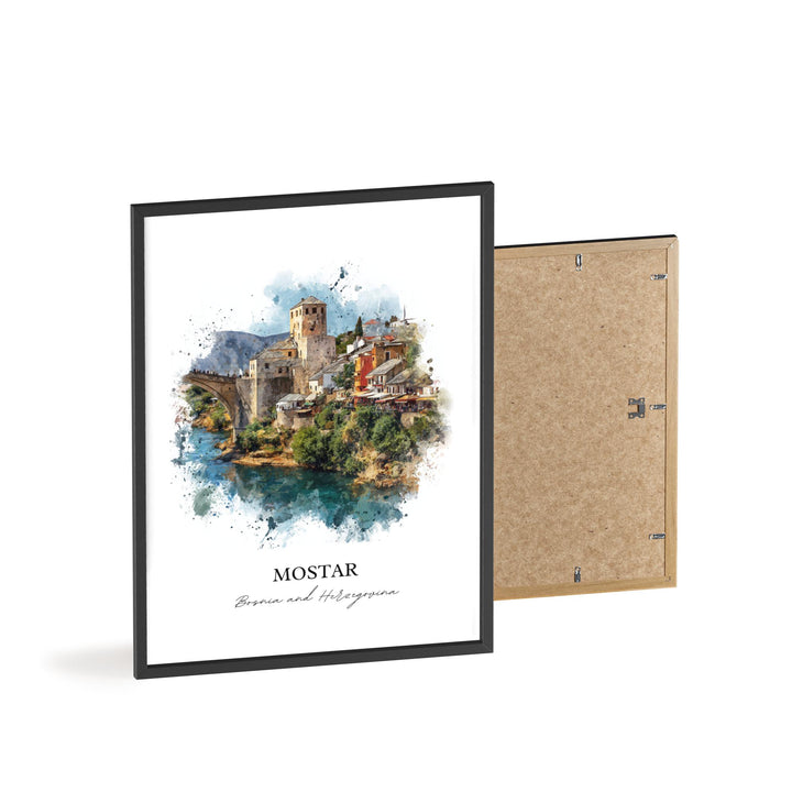 Mostar, Bosnia & Herzegovina – Watercolor Art Print