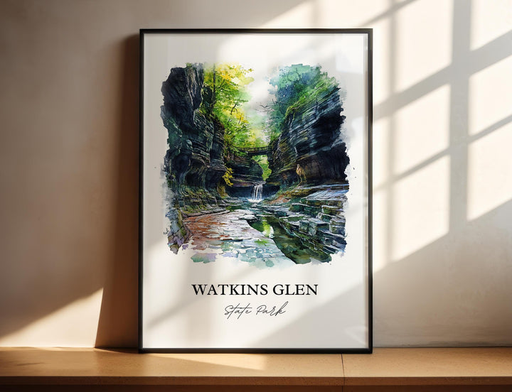 Watkins Glen State Park Art, Finger Lakes Print, Seneca Lake Artwork, Schuyler County Gift, Travel Print, Travel Poster, Housewarming Gift