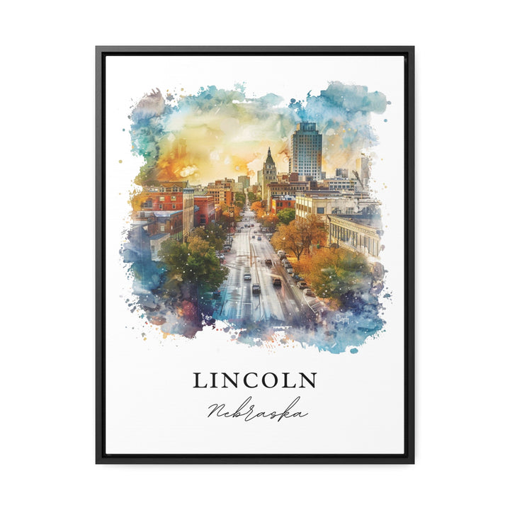 Lincoln NE Wall Art, Lincoln Nebraska Print, Lincoln NE Watercolor, Lincoln Nebraska Gift, Travel Poster, Housewarming Gift