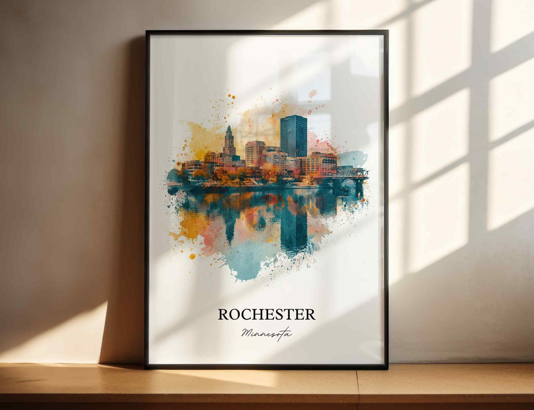 Rochester, Minnesota Wall Art, Rochester Print, Minnesota Watercolor Art, Rochester Minnesota Gift, Travel Print, Travel Poster, Housewarming Gift