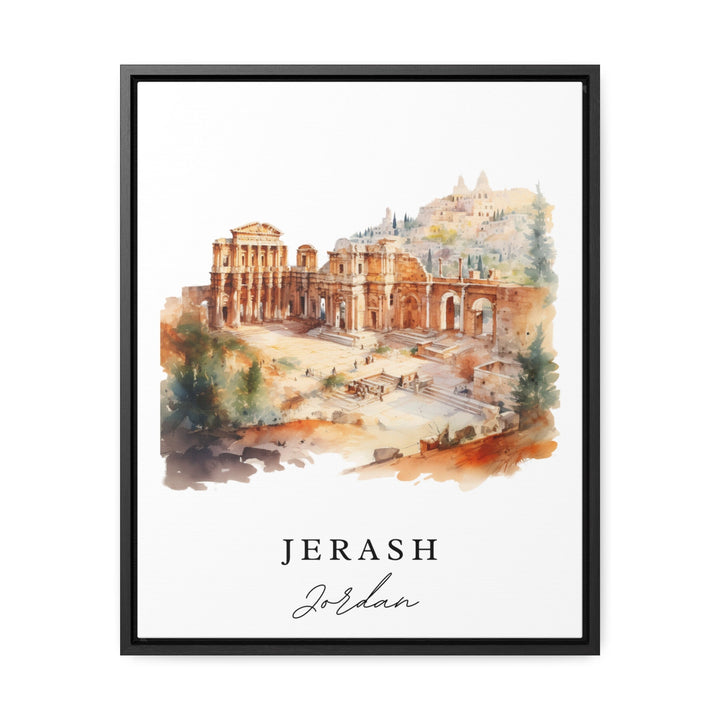 Jerash traditional travel art - Jordan, Jerash poster, Wedding gift, Birthday present, Custom Text, Personalized Gift