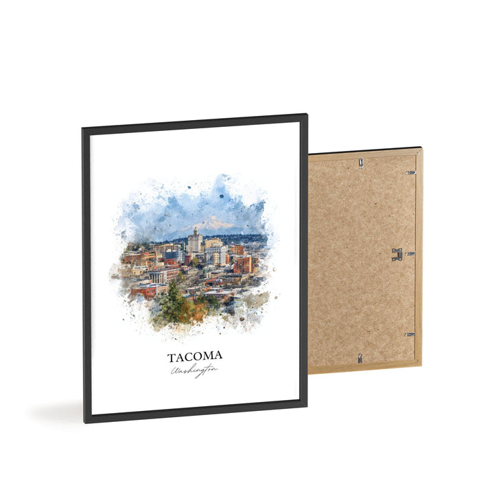 Tacoma WA Wall Art, Tacoma Print, Washington Watercolor Art, Puget Sound Gift, Travel Print, Travel Poster, Housewarming Gift