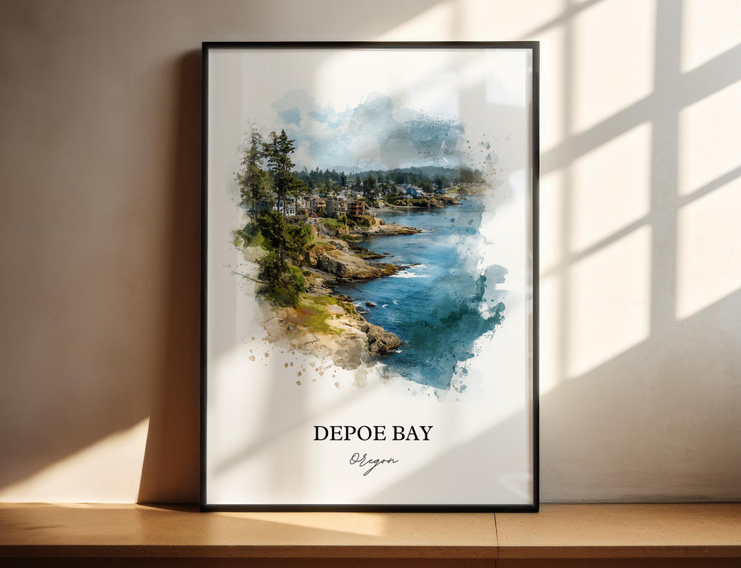 Depoe Bay, Oregon – Watercolor Art Print