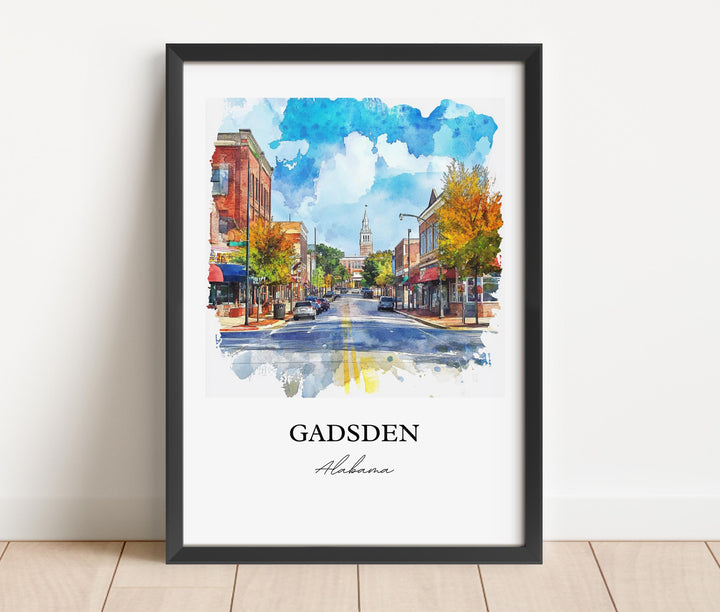 Gadsen AL Wall Art, Alabama Print, Gadsen Watercolor Art, Gadsen Alabama Gift, Travel Print, Travel Poster, Housewarming Gift