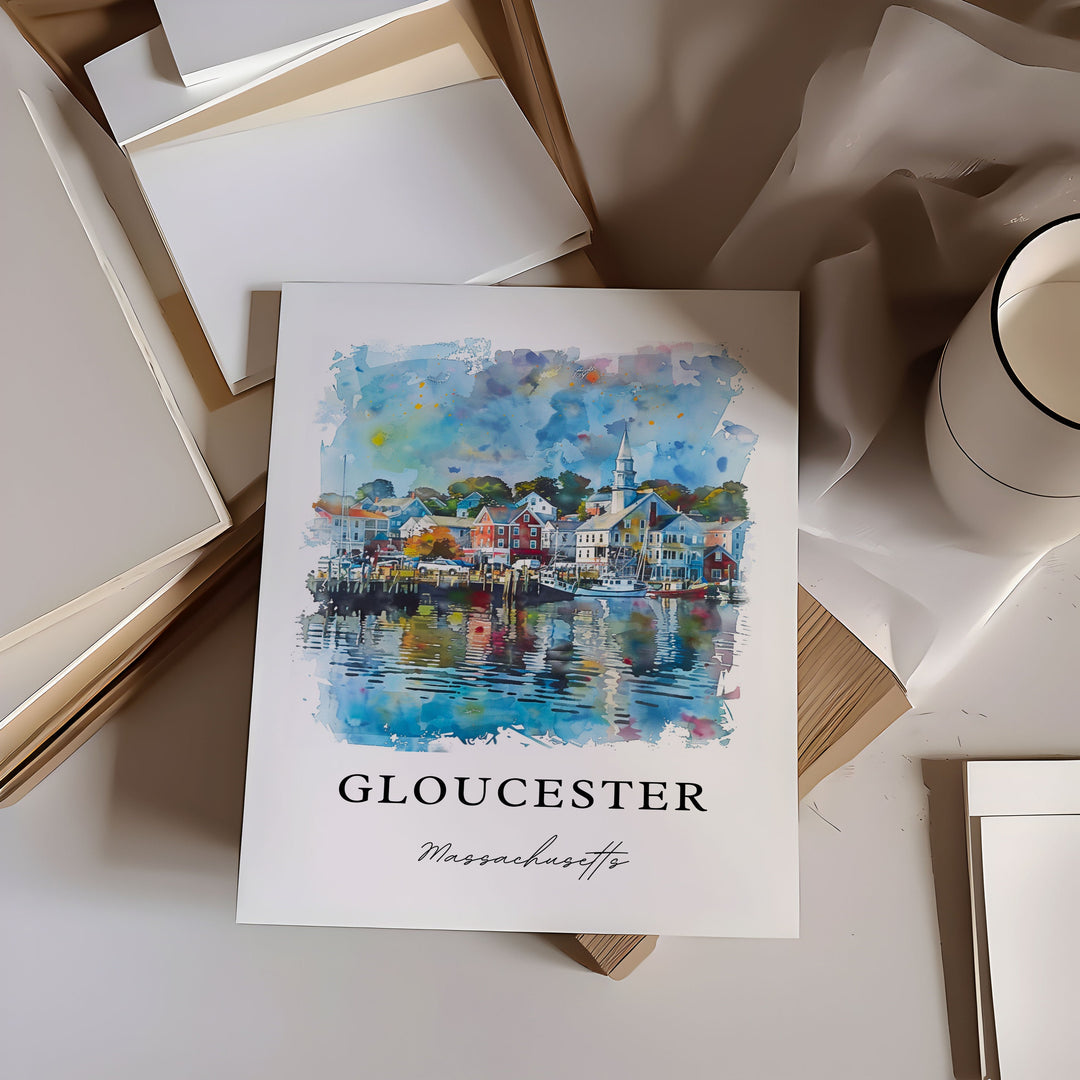 Gloucester Massachusetts Art, Cape Ann Print, Gloucester MA Watercolor, Gloucester Mass Gift,