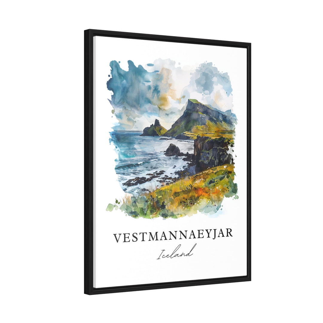 Vestmannaeyjar Wall Art, Iceland Print, Vestmannaeyjar Watercolor, Heimaey Iceland Gift,