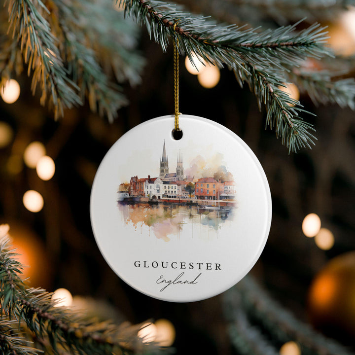 Gloucester England Ornament: Unique Gloucester Souvenir, Gloucester UK Xmas Decor, and Authentic Gloucester Gift