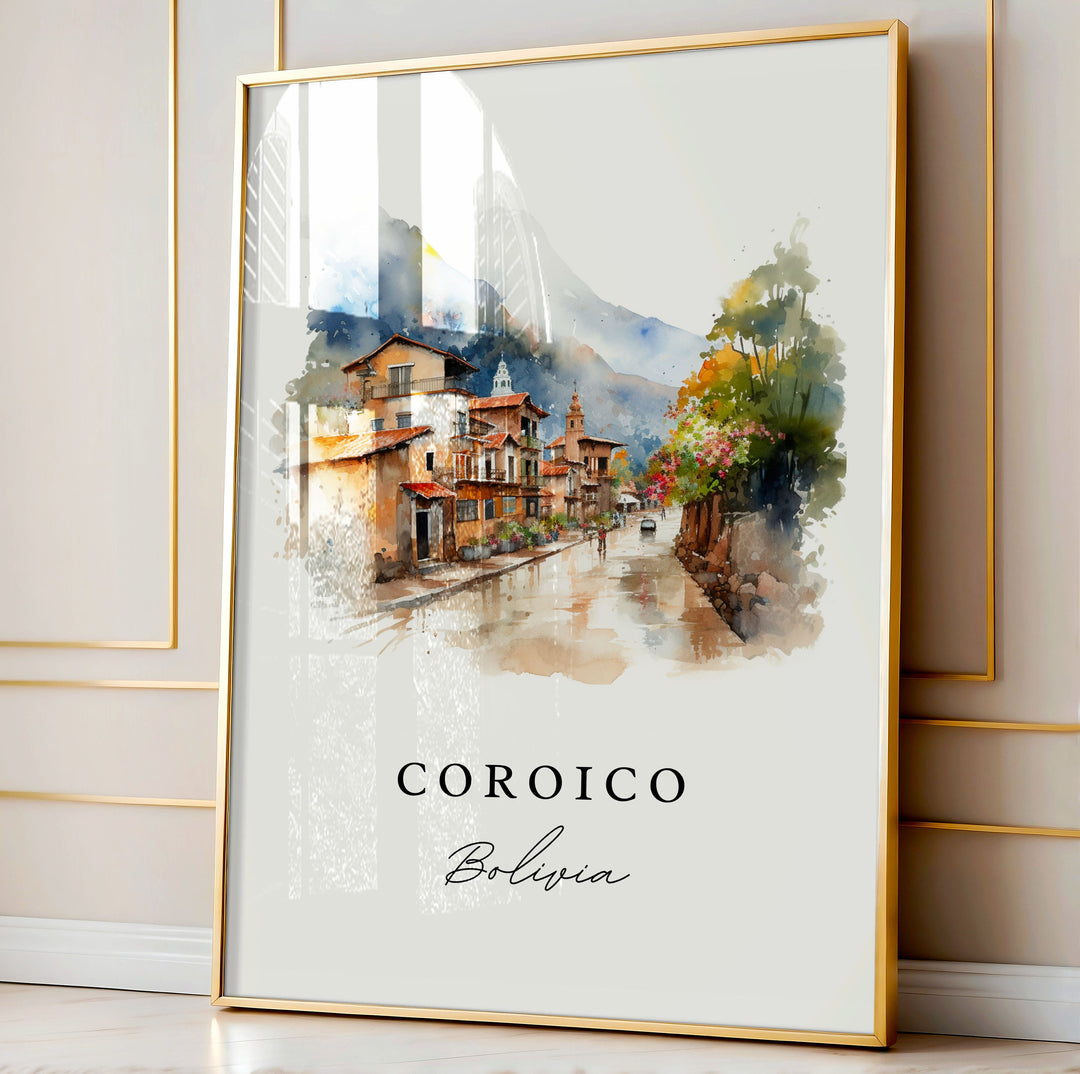 Coroico Brazil wall art - Bolivia, Coroico poster print, Coroico Wedding gift, Nor Yungas Province present, Custom Text, Perfect Gift