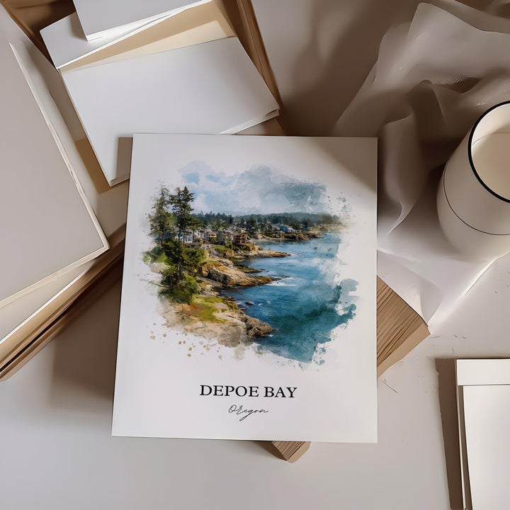 Depoe Bay, Oregon – Watercolor Art Print