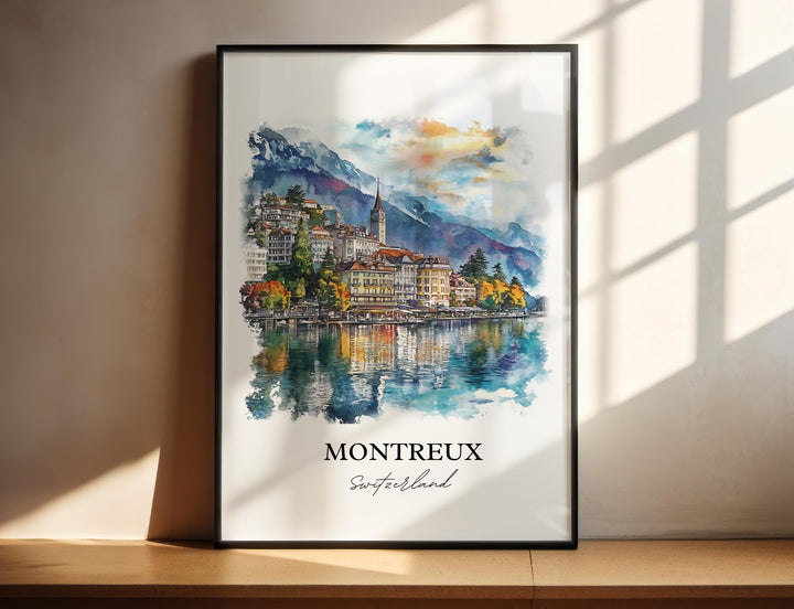 Montreux Travel Print Wall Art Montreux Wall Hanging Home Décor Montreux Gift Art Lovers Switzerland Art Lover Gift Montreux Poster