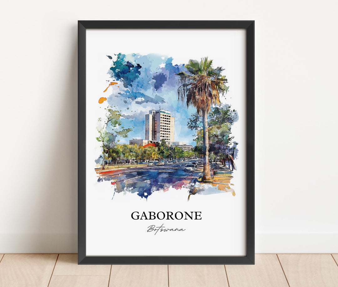 Gaborone, Botswana – Watercolor Art Print