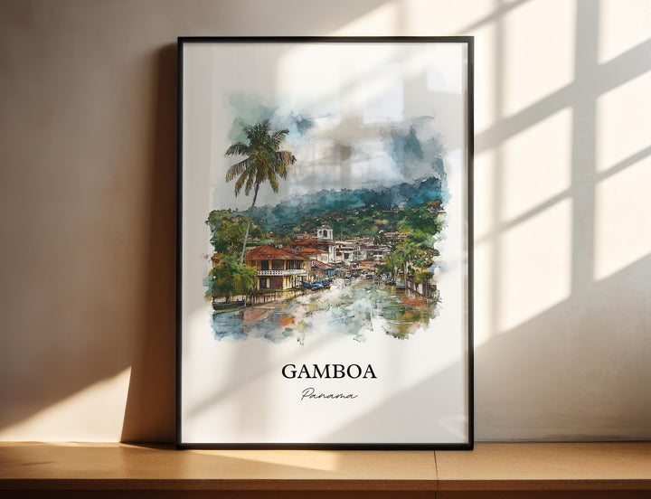 Gamboa Wall Art, Panama Print, Panama Watercolor Art, Gamboa Panama Gift, Travel Print, Travel Poster, Housewarming Gift