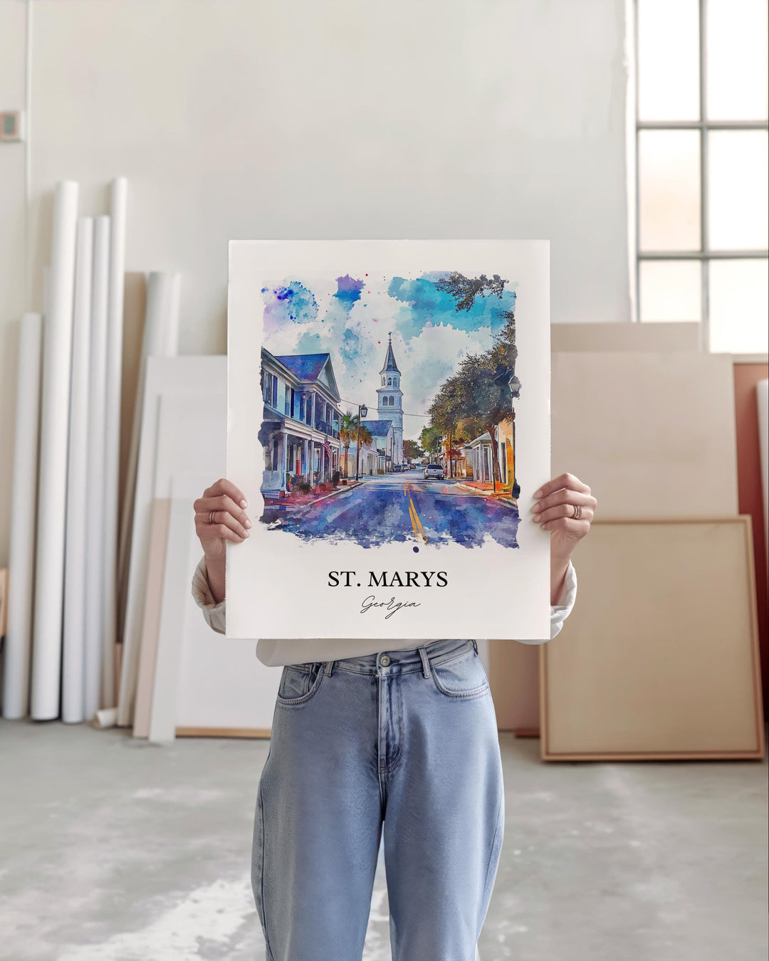 St Marys, Georgia, USA – Watercolor Art Print