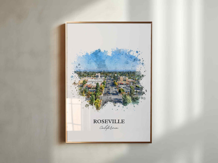 Roseville, California – Watercolor Art Print