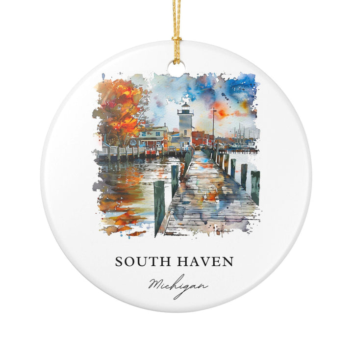 South Haven MI Ornament: Unique South Haven Souvenir, South Haven Xmas Decor, and Authentic South Haven Michigan Gift