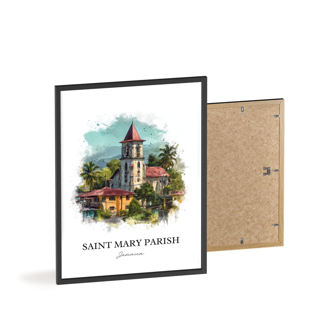 Saint Mary Parish Wall Art, Jamaica Print, Jamaica Watercolor Art, St. Mary Jamaica Gift, Travel Print, Travel Poster, Housewarming Gift