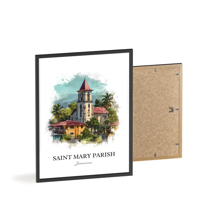 Saint Mary Parish Wall Art, Jamaica Print, Jamaica Watercolor Art, St. Mary Jamaica Gift, Travel Print, Travel Poster, Housewarming Gift