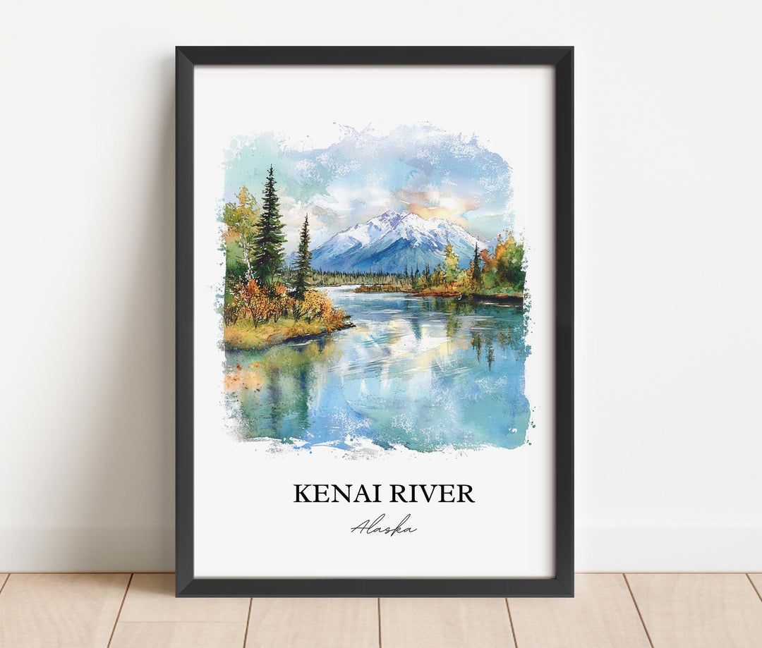 Kenai River Wall Art, Anchorage AK Print, Alaska Watercolor Art, Kenai River Alaska Gift, Travel Print, Travel Poster, Housewarming Gift