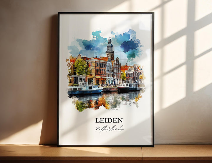 Leiden Wall Art, South Holland Print, Netherlands Watercolor Art, Leiden Netherlands Gift, Travel Print, Travel Poster, Housewarming Gift