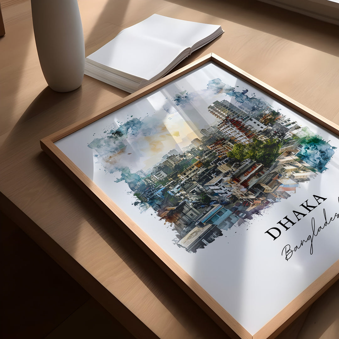 Dhaka Wall Art, Dhaka Bangladesh Print, Bangladesh Watercolor, Dhaka Bangladesh Gift,