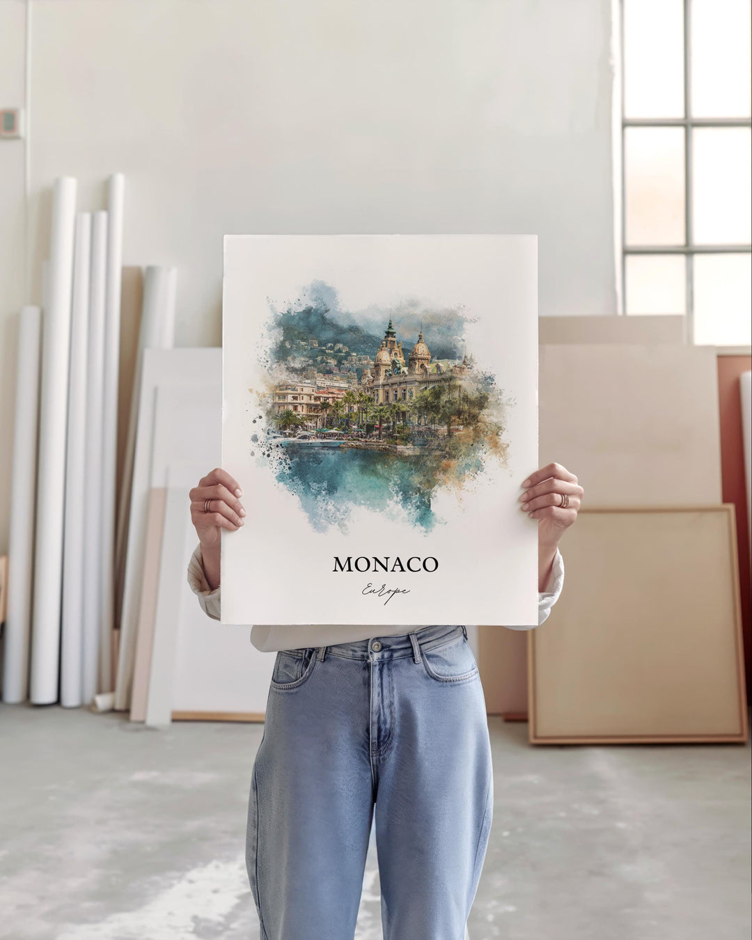 Monaco Wall Art, Monaco Print, Monaco Watercolor Art, Monaco Europe Gift, Travel Print, Travel Poster, Housewarming Gift