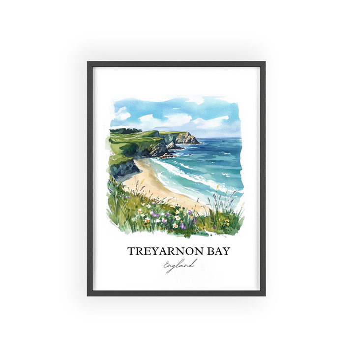 Treyarnon Bay Wall Art, St Merryn England Print, Padstow Watercolor Art, Treyarnon Bay Gift, Travel Print, Travel Poster, Housewarming Gift