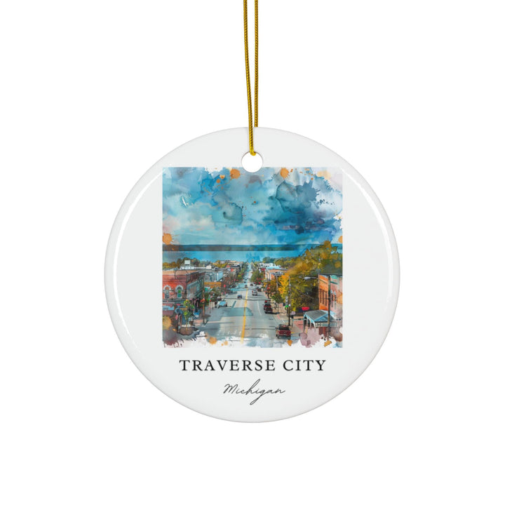 Traverse City MI Ornament: Unique Traverse City Souvenir, Traverse City Xmas Decor, and Authentic Traverse City Michigan Christmas Gift