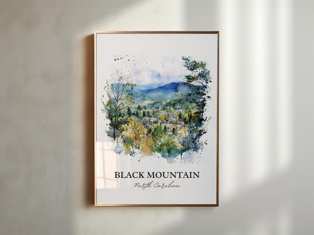 Black Mountain NC Wall Art, Buncombe County Print, Asheville Watercolor, Black Mountain Gift, Travel Print, Travel Poster, Housewarming Gift