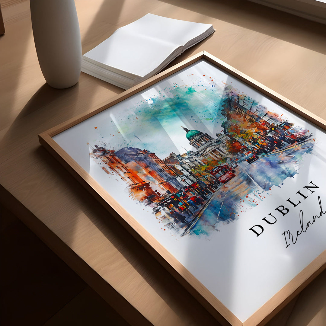 Dublin Ireland watercolor travel art - Irish Art, Dublin print, Wedding gift, Birthday present, Custom Text, Perfect Gift