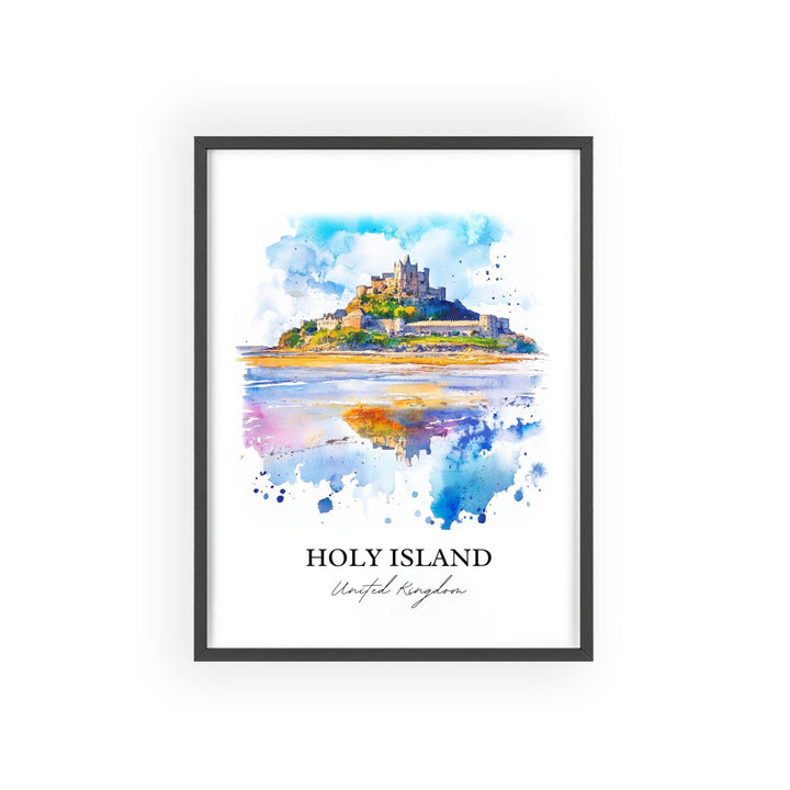Holy Island Wall Art, Northumberland Print, England Watercolor Art, Holy Island UK Gift, Travel Print, Travel Poster, Housewarming Gift