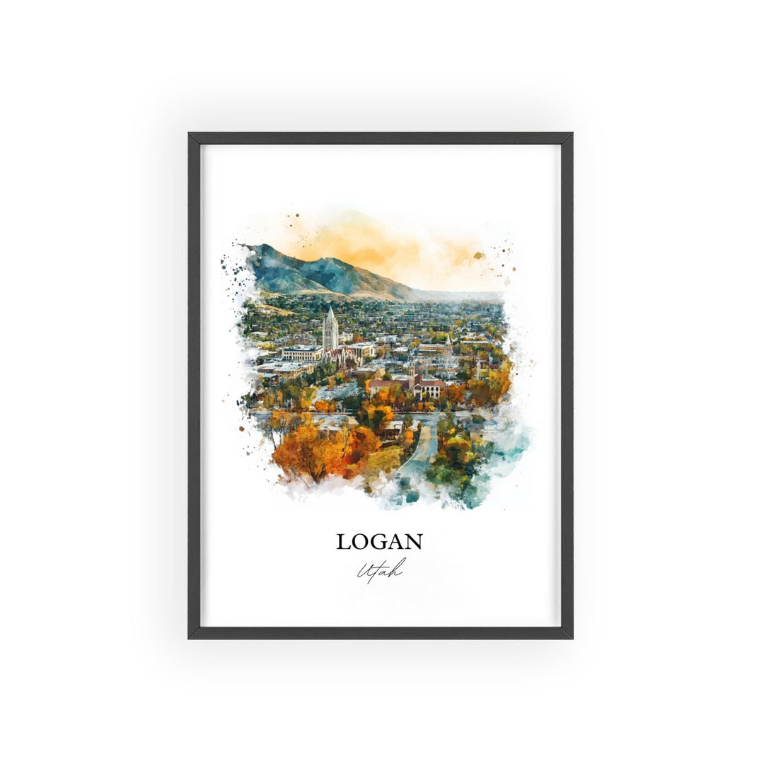 Logan Utah Wall Art, Cache County Print, Utah Watercolor Art, Logan Utah Gift, Travel Print, Travel Poster, Housewarming Gift