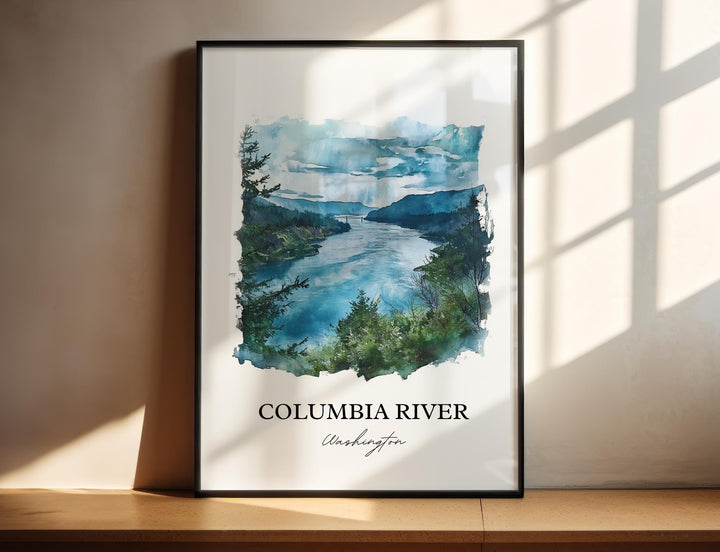 Columbia River Wall Art, Columbia River Print, Washington St Artwork, Columbia River WA Gift, Travel Print, Travel Poster, Housewarming Gift