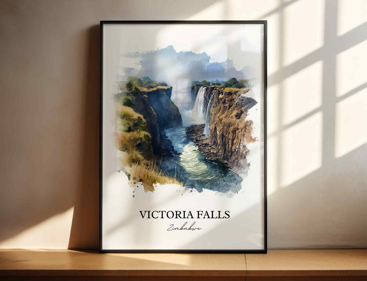 Victoria Falls, Zimbabwe – Watercolor Art Print
