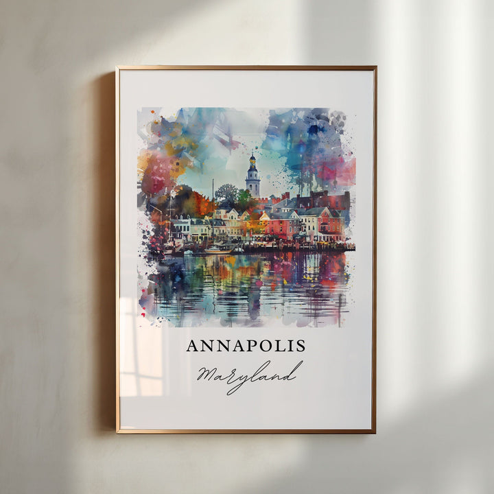 Beautiful Annapolis Maryland watercolor painting featuring the city&