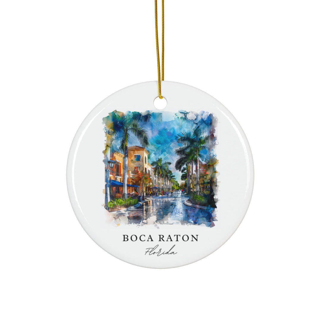 Capture the palm-lined elegance and sunny coastal charm of Boca Raton with this vibrant watercolor keepsake.