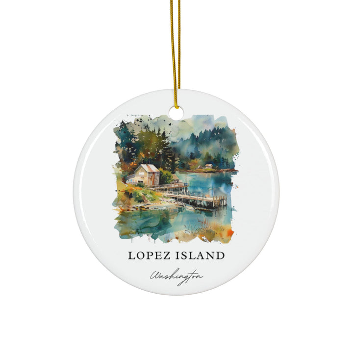 Capture the quiet beauty, scenic shoreline, and laid-back charm of Lopez Island with this peaceful watercolor keepsake.