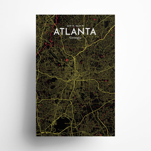 Atlanta GA Map Poster – Detailed Art Print of Atlanta, Georgia City Map Art for Home Decor, Office Decor, and Unique Gifts