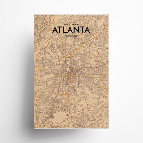 Atlanta GA Map Poster – Detailed Art Print of Atlanta, Georgia City Map Art for Home Decor, Office Decor, and Unique Gifts