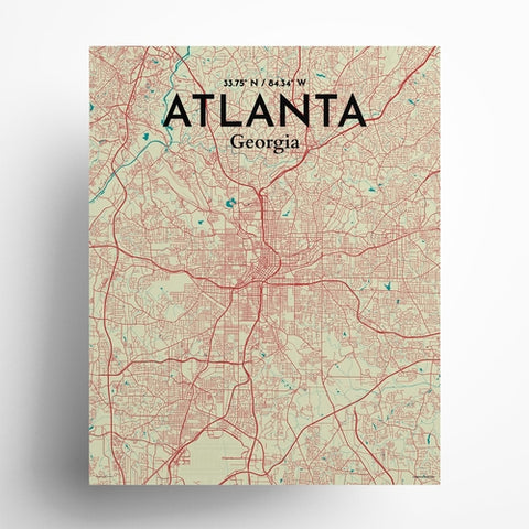 Atlanta GA Map Poster – Detailed Art Print of Atlanta, Georgia City Map Art for Home Decor, Office Decor, and Unique Gifts