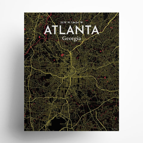 Atlanta GA Map Poster – Detailed Art Print of Atlanta, Georgia City Map Art for Home Decor, Office Decor, and Unique Gifts