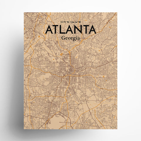 Atlanta GA Map Poster – Detailed Art Print of Atlanta, Georgia City Map Art for Home Decor, Office Decor, and Unique Gifts