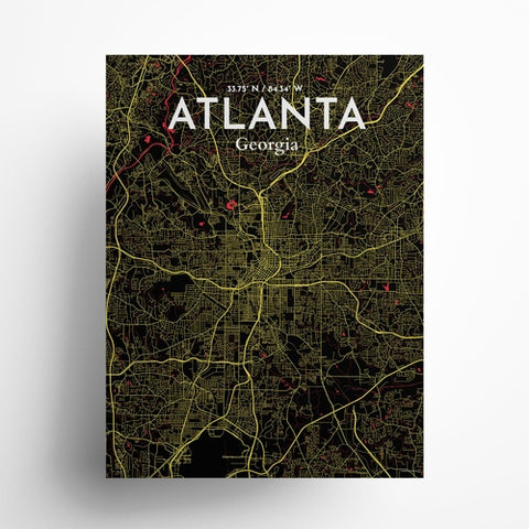 Atlanta GA Map Poster – Detailed Art Print of Atlanta, Georgia City Map Art for Home Decor, Office Decor, and Unique Gifts