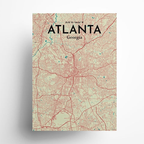 Atlanta GA Map Poster – Detailed Art Print of Atlanta, Georgia City Map Art for Home Decor, Office Decor, and Unique Gifts