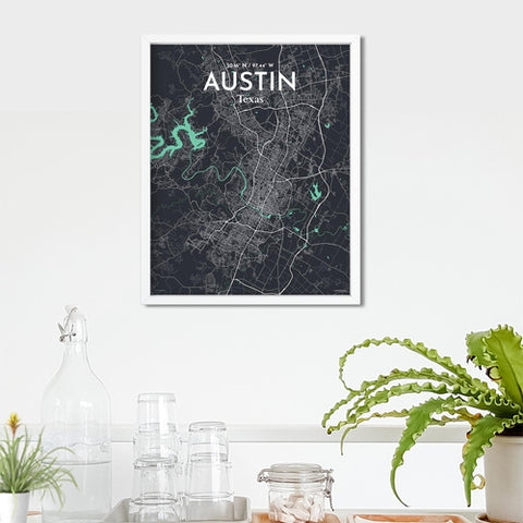 Austin Texas City Map Poster – Detailed Art Print of Austin, TX, Available in Multiple Sizes and Colors, Perfect for Home Decor, Office Decor, and Unique Gifts