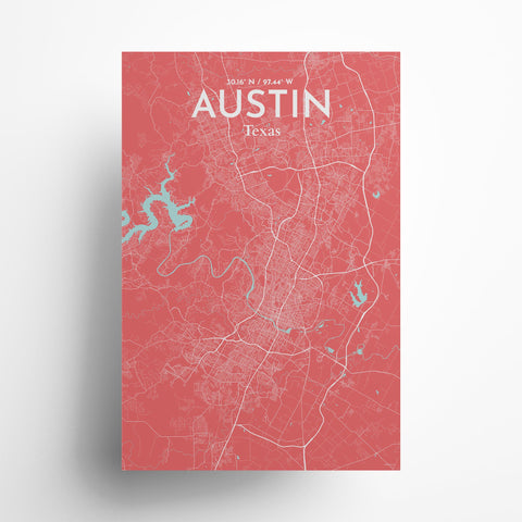 Austin Texas City Map Poster – Detailed Art Print of Austin, TX, Available in Multiple Sizes and Colors, Perfect for Home Decor, Office Decor, and Unique Gifts
