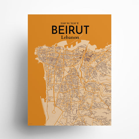Beirut City Map Poster – Detailed Art Print of Beirut, Lebanon for Home Decor, Office Decor, Travel Art, and Unique Gifts