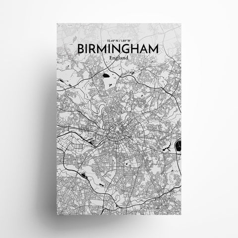 Birmingham City Map Poster – Detailed Art Print of Birmingham, England for Home Decor, Office Decor, Travel Art, and Unique Gifts