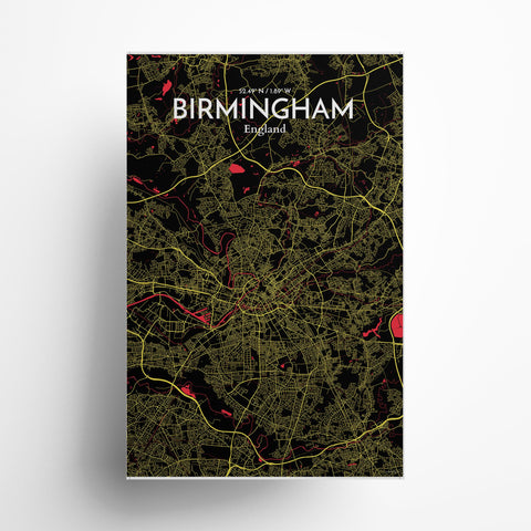 Birmingham City Map Poster – Detailed Art Print of Birmingham, England for Home Decor, Office Decor, Travel Art, and Unique Gifts