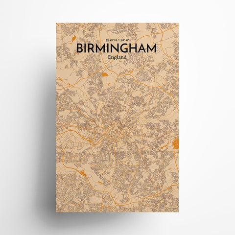 Birmingham City Map Poster – Detailed Art Print of Birmingham, England for Home Decor, Office Decor, Travel Art, and Unique Gifts